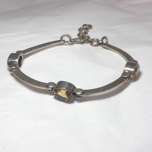 Citrine and Sterling Riveted Link Bracelet